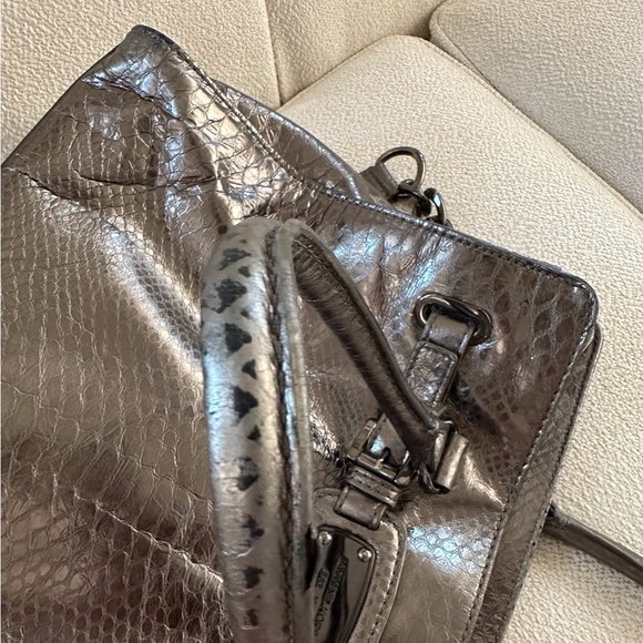 Michael Kors Faux Snakeskin Embossed Metallic Satchel - Picture 6 of 11
